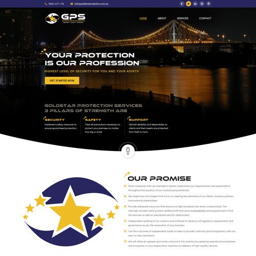 Event website with the title 'Goldstar Protection Services'