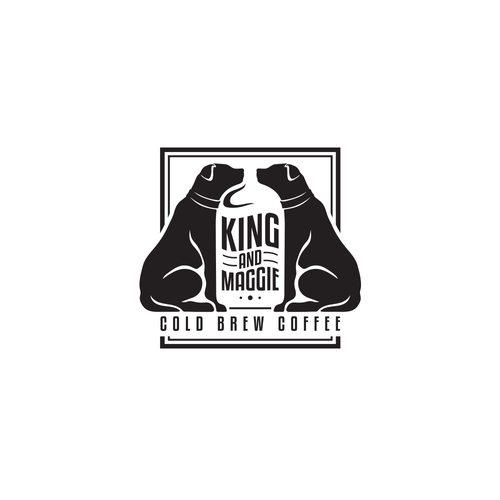 Single-color logo with the title 'King and Maggie Cold Brew Coffee Logo'