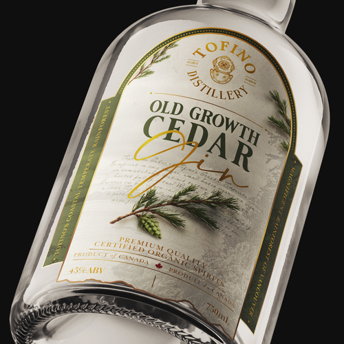 Gin label with the title 'Gin label design. Basic layout AVAILABLE for SALE'