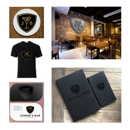 Nightclub logo with the title 'Jonnie's Bar Identity Design'