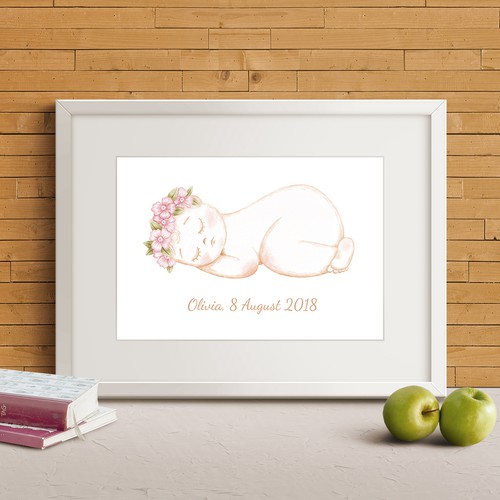 Baby artwork with the title 'Baby poster illustration'