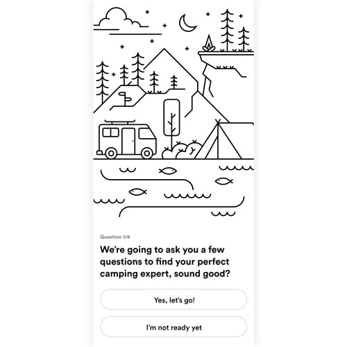 Mountain artwork with the title 'Line art camping illustrtion'