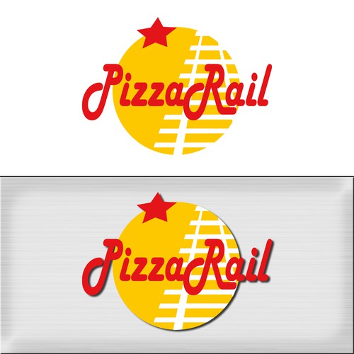 Pizza box design with the title 'Logo Design for Railway Station Pizza Restaurant'