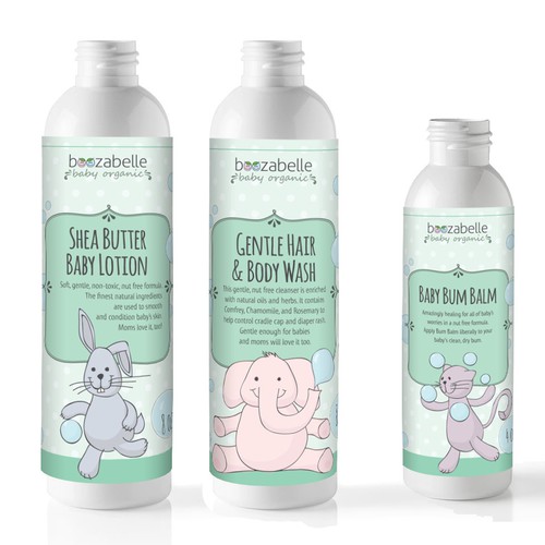 Illustrated label with the title 'Create a sweet, fun and different label for a baby organic skin care line'