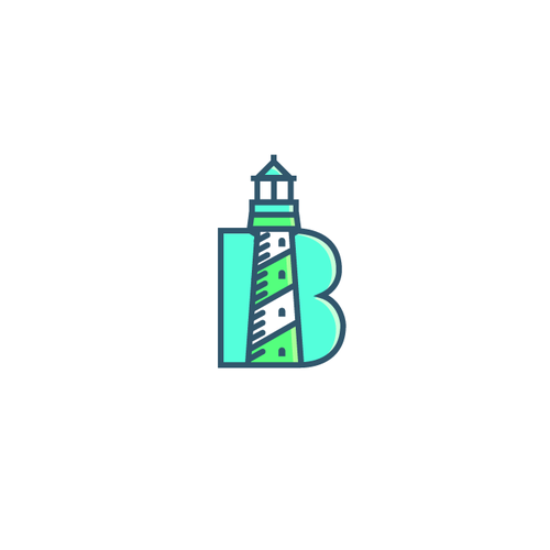Lighthouse design with the title 'Beacon Discovery line art logo 1'