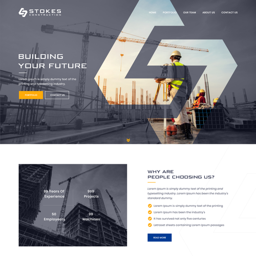 Portfolio website with the title 'Website for industrial construction company'