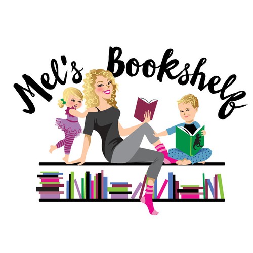 Mother and child design with the title 'mel's bookshelf illustration'