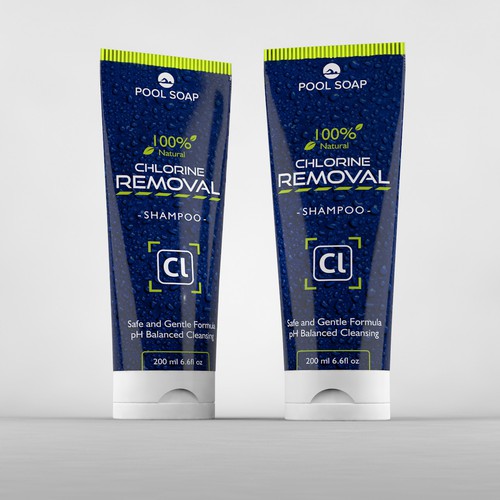 Beauty label with the title 'Eye-cathing shampoo design'