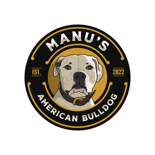 Bulldog logo with the title 'Manu's AMerican Bulldog'