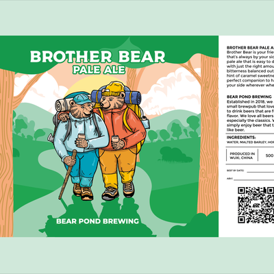 Brother Bear Pale Ale Beer Label Design