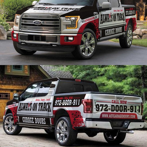 Garage design with the title 'Always on Track Garage Doors'