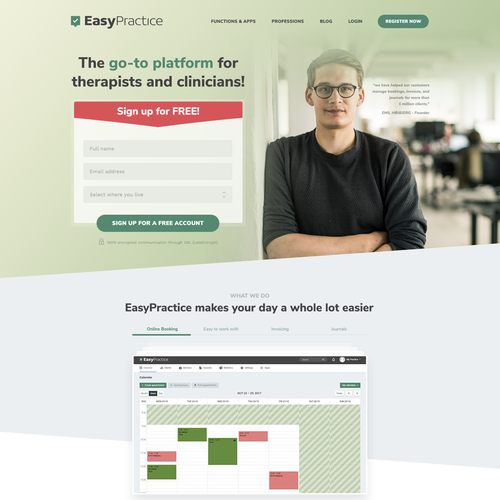 Journal design with the title 'Home page redesign of an online platform'