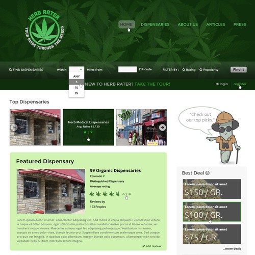 Hand-drawn website with the title 'HerbRater.org'