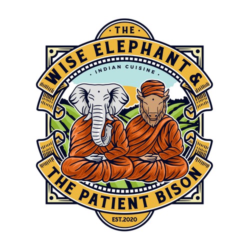 Monk logo with the title 'The Wise Elephant & The Patient Bison'
