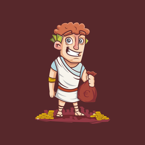 Roman design with the title 'The rich and mighty emperor'