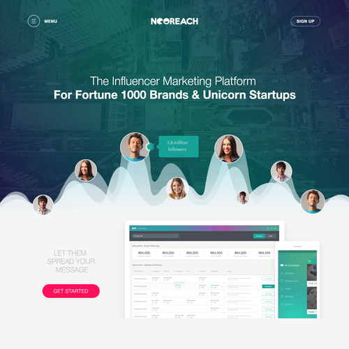 Marketing website with the title 'Neoreach website'