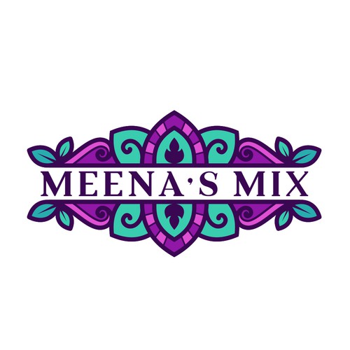 Decorative design with the title 'MEENA'S MIX Snack'