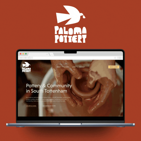 Organic design with the title 'Paloma Pottery Website'