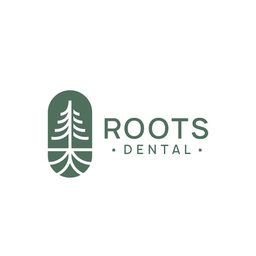 Tree root logo with the title 'Minimalist logo for "Dental Roots"'