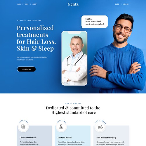 Pharmaceutical website with the title 'GENTZ- personalised treatments'