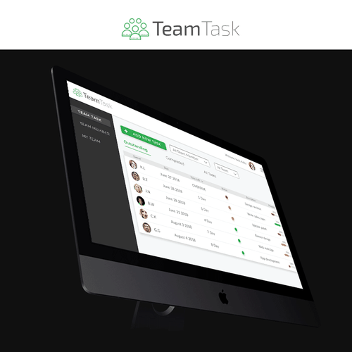 Minimalist website with the title 'Team Task - Dashboard Design'