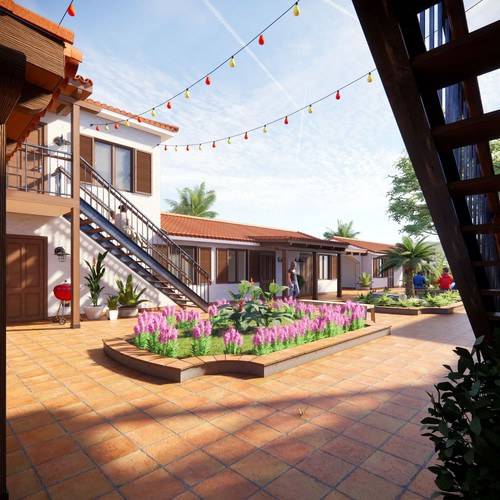 Residence design with the title '3D Design of Hacienda Condominium'