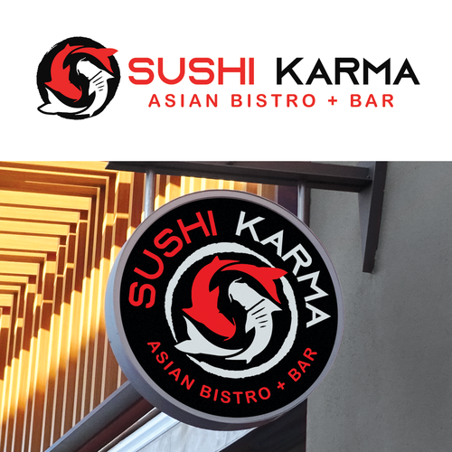 Koi design with the title 'Sushi karma'