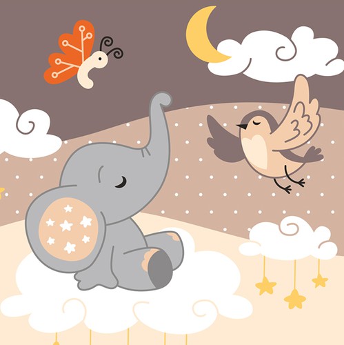 Bird artwork with the title 'Design a Crib Quilt For Newborns'