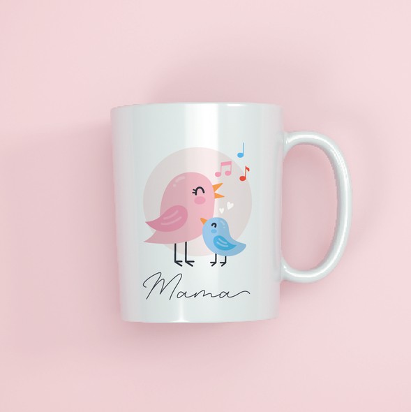 Design with the title 'coffee mug birds illustration'