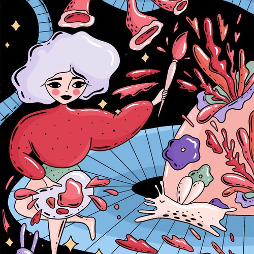 Space artwork with the title 'Illustrations for a lighter'