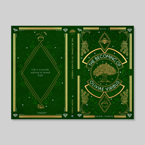 Green book cover with the title 'The Becoming of Oliviae Viribus '