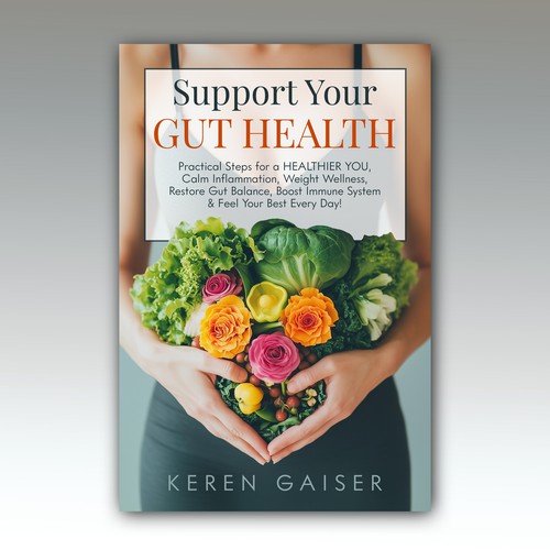 Aesthetic book cover with the title 'Beautiful concept for book on gut health'