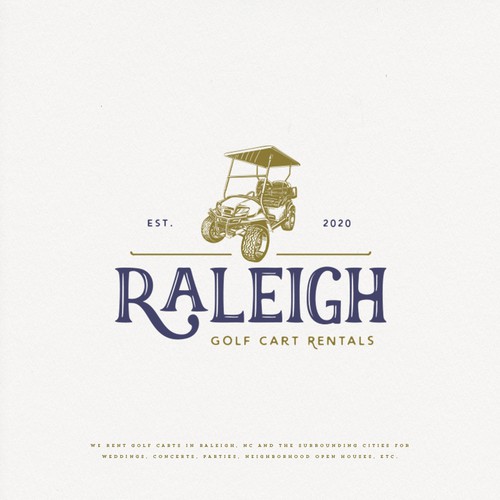 Wedding logo with the title 'Raleigh Golf Cart Rentals'