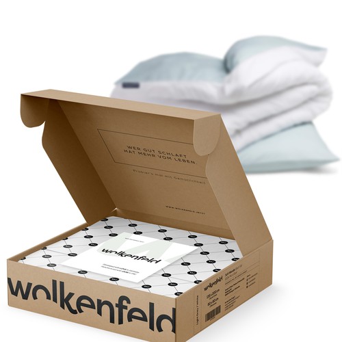Elegant packaging with the title 'WOLKENFIELD - E-COMMERCE - Organic cardboard packaging design'