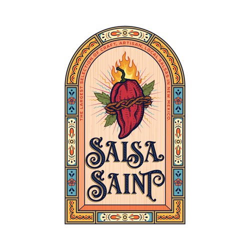 Decorative design with the title 'Salsa Saint'