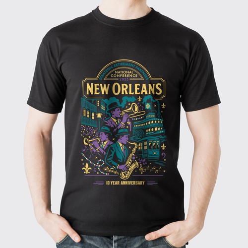 Event t-shirt with the title 'New Orleans National Conference — Event T-Shirt Design'
