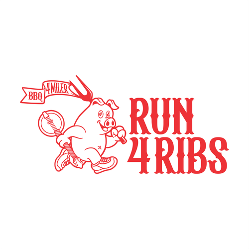 Running logo with the title 'RUN,BBQ AND COUNTRY MUSIC PARTY'