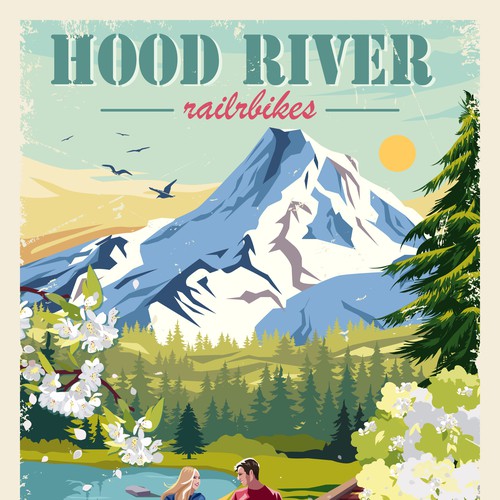 Railway design with the title 'Vintage Travel Poster for the Mount Hood Railroad'
