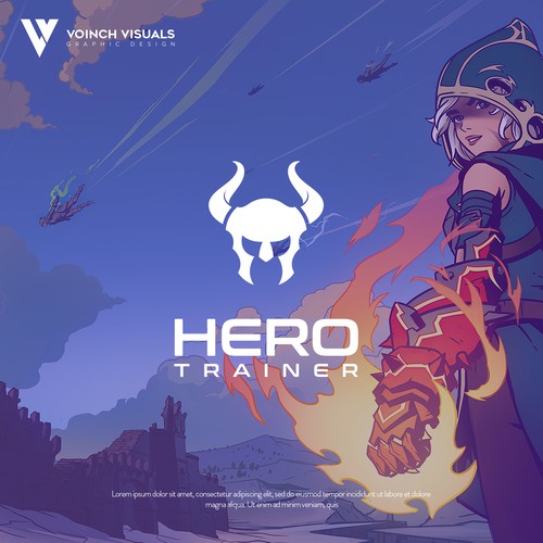 Gamer design with the title 'Hero Trainer'