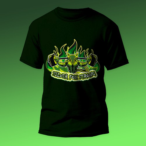 Green t-shirt with the title 'Fox Strong'