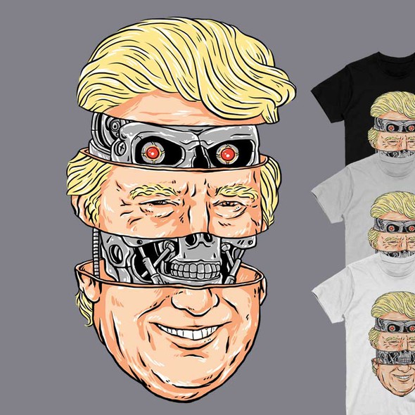 Parody t-shirt with the title 'Donald Trump is a Terminator under the skin'