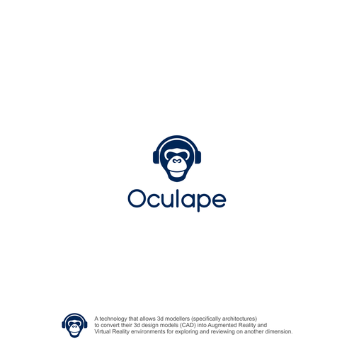 Headset design with the title 'Logo for AR/VR tech company - Oculape'