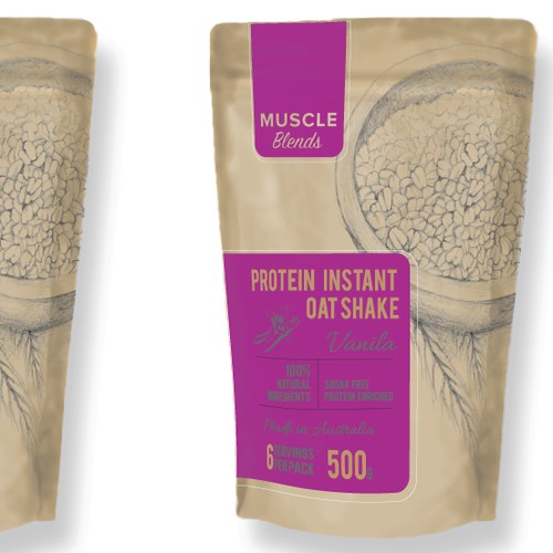 Protein packaging with the title 'instant oat shake'
