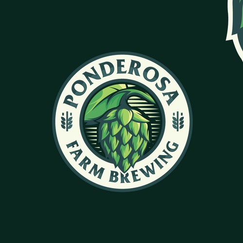 Modern vintage logo with the title 'classic but modern logo for Ponderosa Farm Brewing'