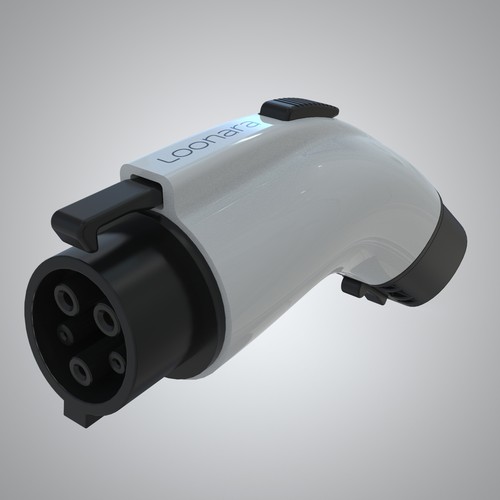 Mechanical design with the title 'loonara tesla to j1772 adapter'