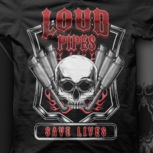 Biker t-shirt with the title 'Loud Pipes Save Lives'
