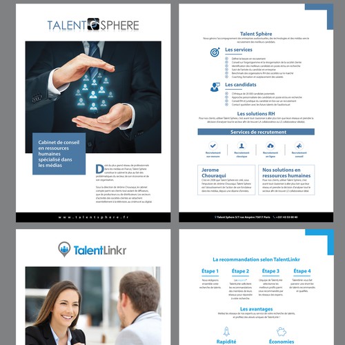 Diagram design with the title ' Créer la plaquette commerciale de Talent Sphère'