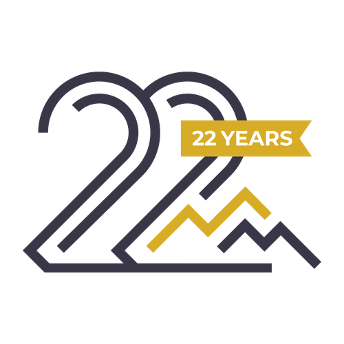5th wedding anniversary logo with the title '22 years celebration'