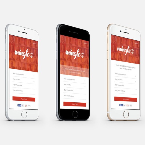 Page design with the title 'App design concept for a dating site.'