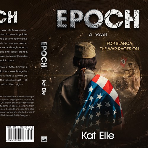 Time travel design with the title 'Book cover for a novel "Epoch"'
